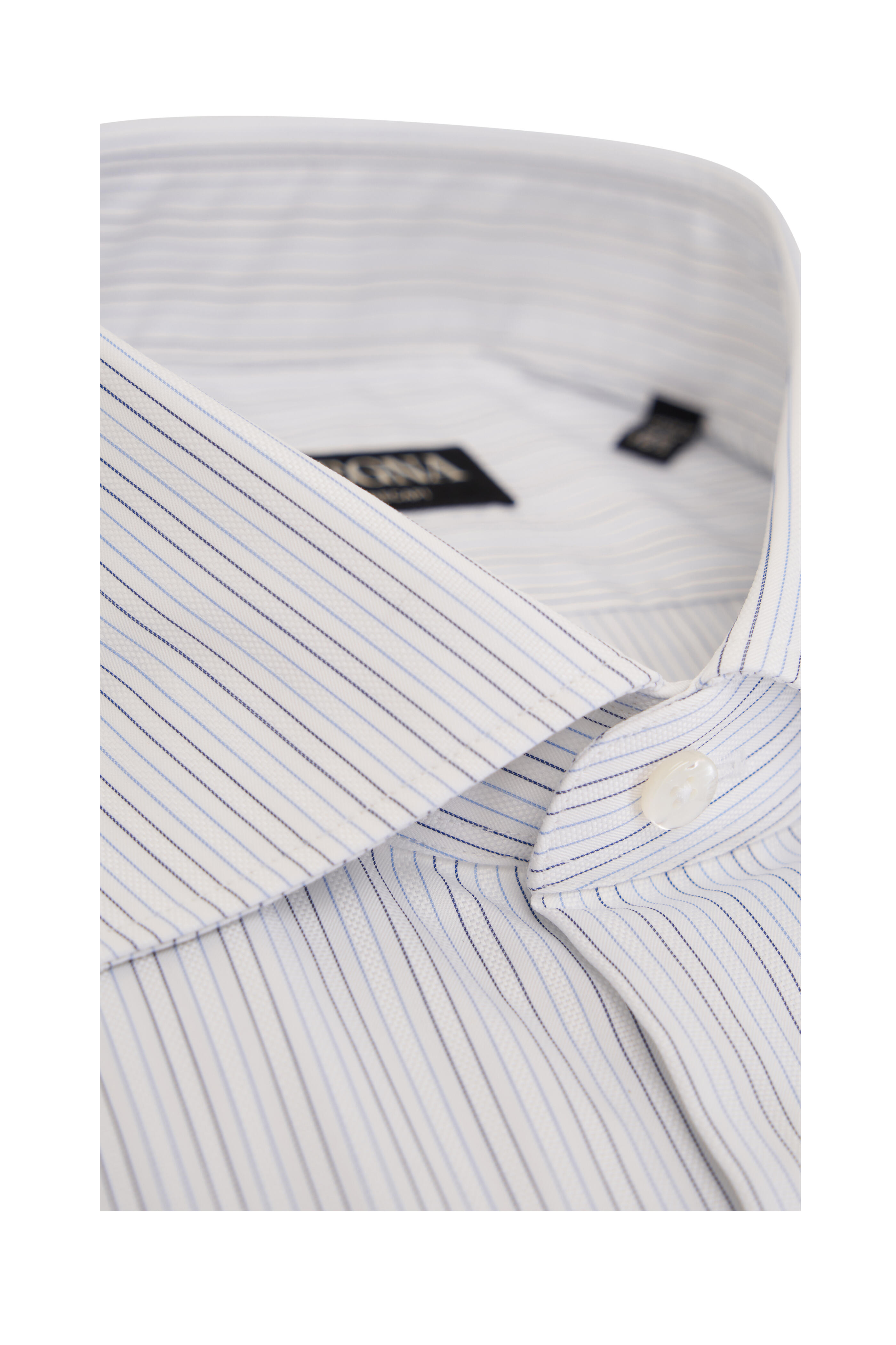 Zegna - Light Blue & White Stripe Cotton Dress Shirt