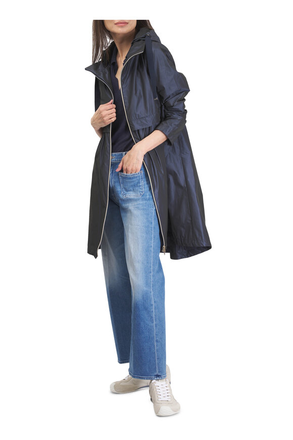 Herno Navy Blue Techno Taffeta Long Parka - view 2