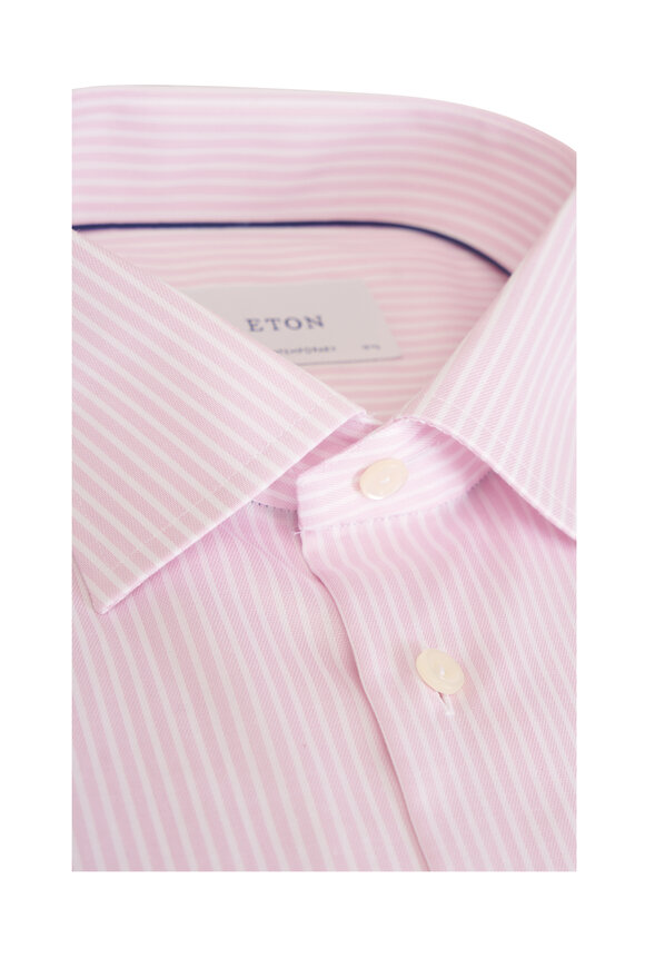 Eton Pink & White Stripe Cotton Dress Shirt - view 2