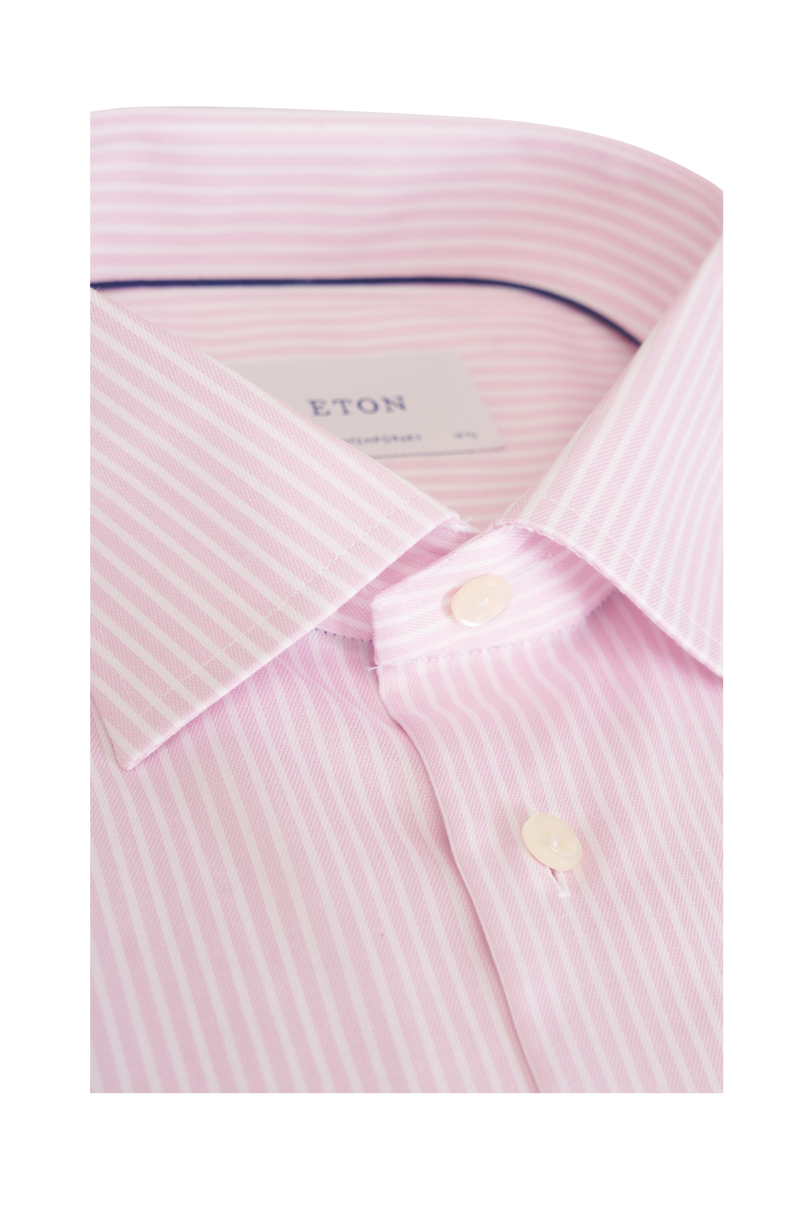 Eton - Pink & White Stripe Cotton Dress Shirt - view 2