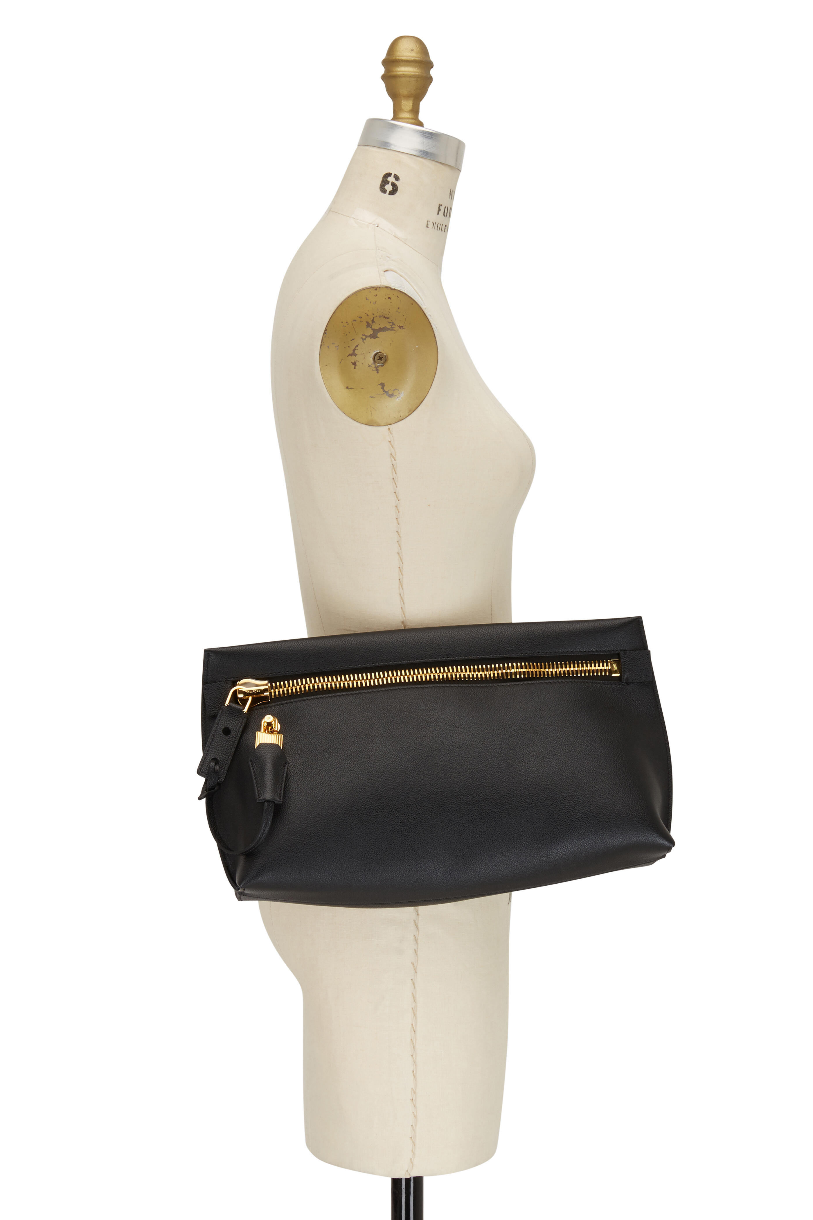Alix Large Leather Shoulder Bag in Black - Tom Ford