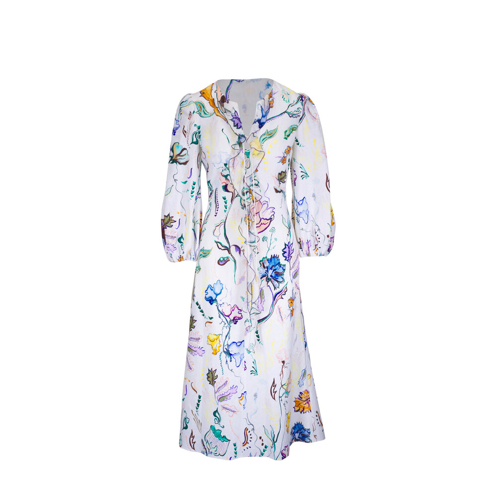 送料関税込★DOROTHEE SCHUMACHER★ドレープ・ミディ・ドレス Dorothee Schumacher - Summer Waves White Tiered Dress