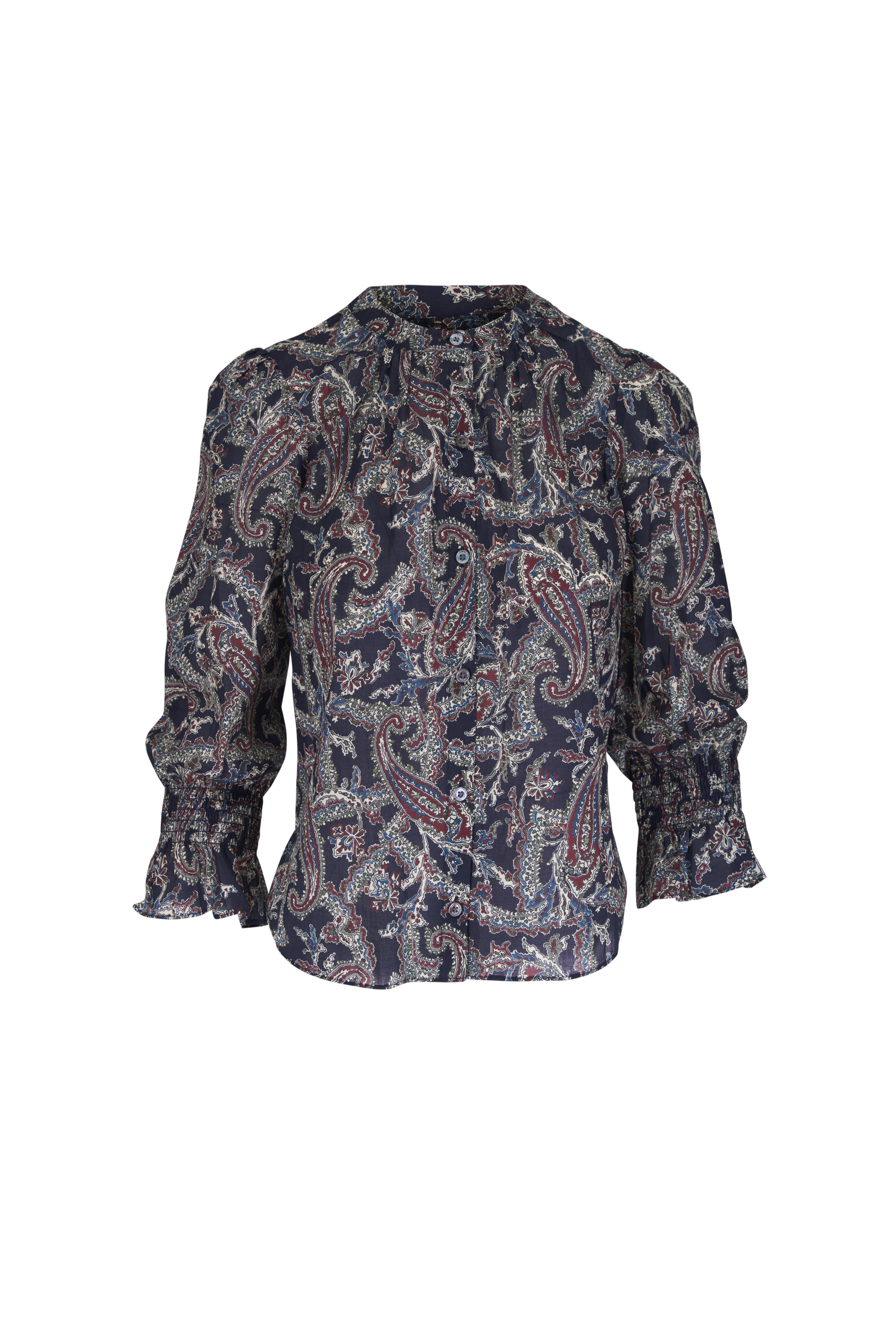 Veronica Beard - Ashlynn Navy Multi Floral Cotton Blouse - view 1