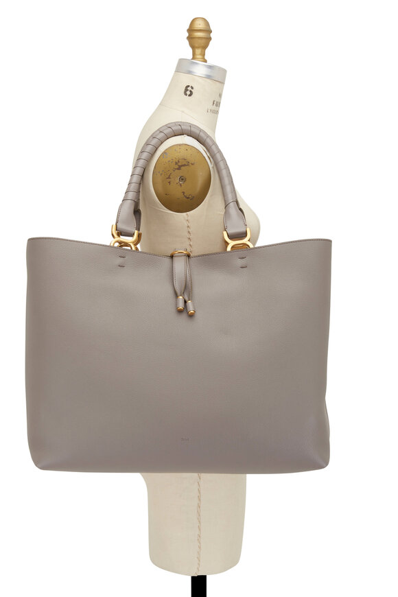 Chloé - Marcie Cashmere Gray Leather Large Tote Bag