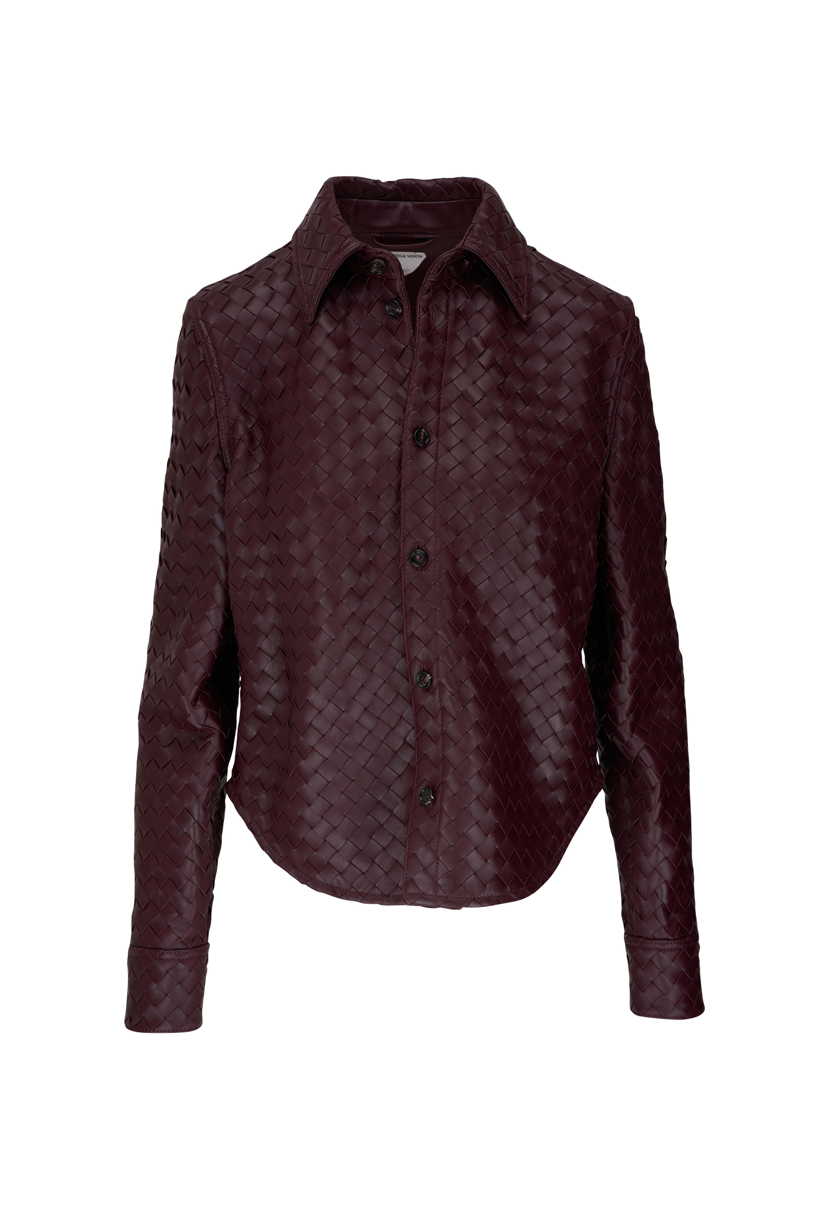Bottega Veneta - Jam Intrecciato Leather Slim Collared Shirt