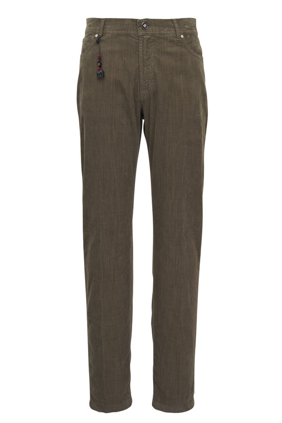 Marco Pescarolo Tan Velour Corduroy Five Pocket Pant 