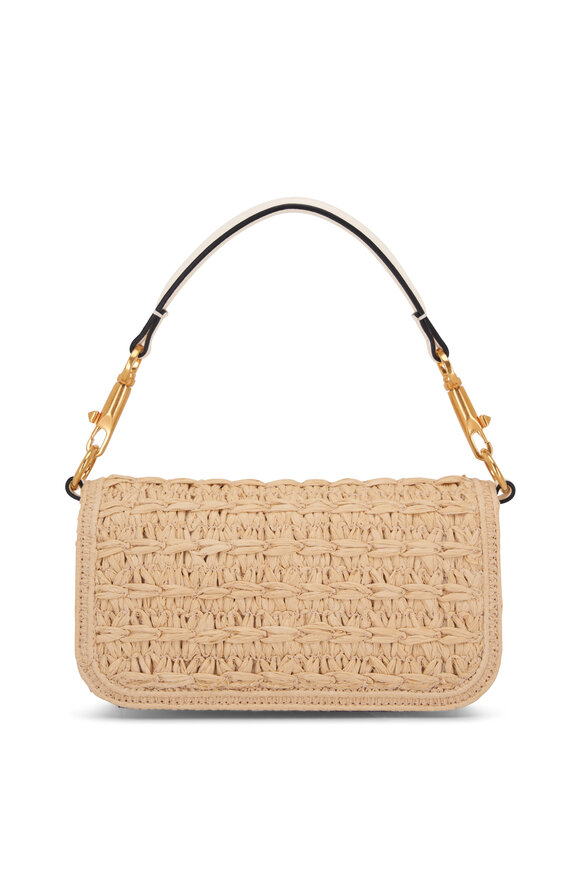 Valentino Garavani - Small Loco Raffia Jewel Logo Shoulder Bag 