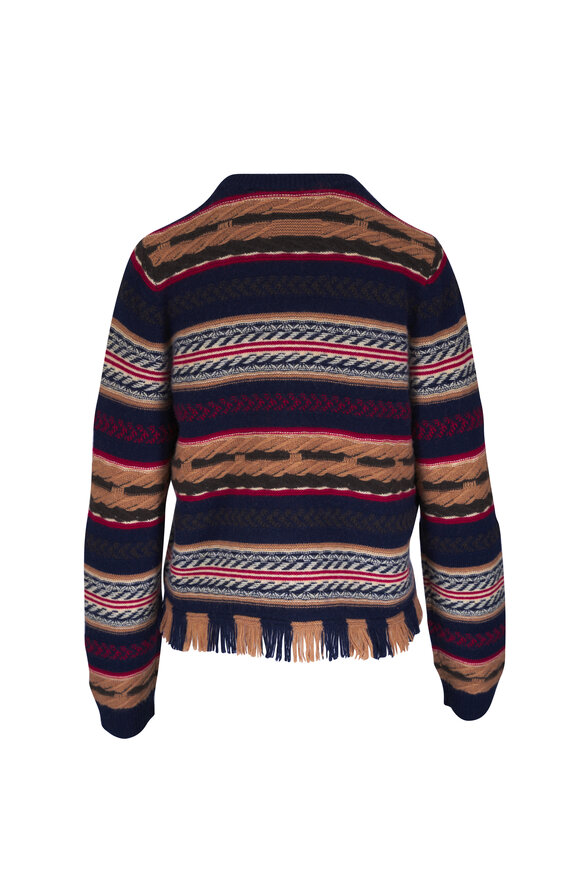 Guest in Residence Multicolor Western Stripe Wool & Cashmere Sweater - view 3