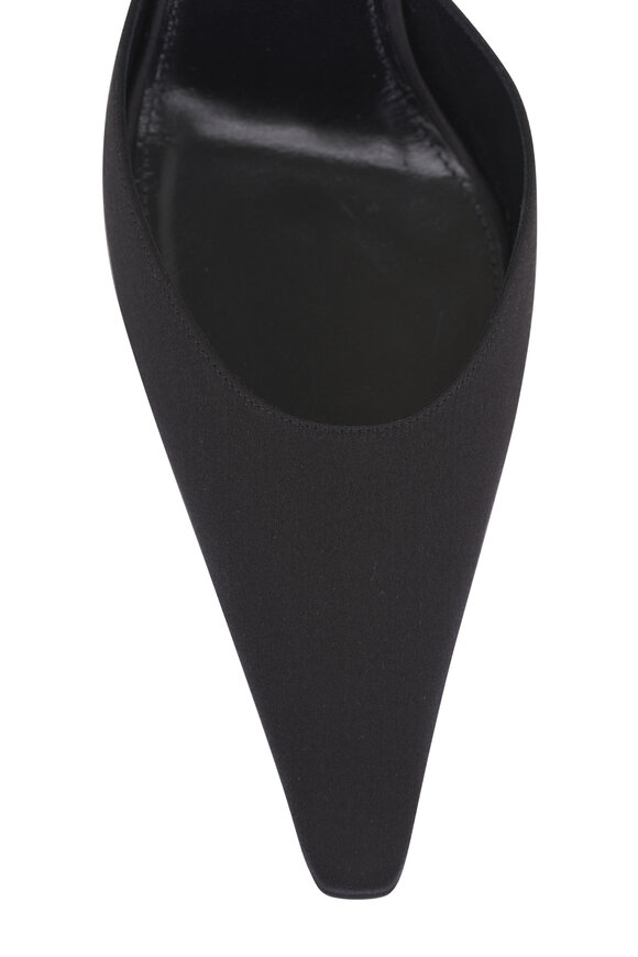Saint Laurent Aimee Black Satin Crepe Sling Back Pump, 75mm - view 5