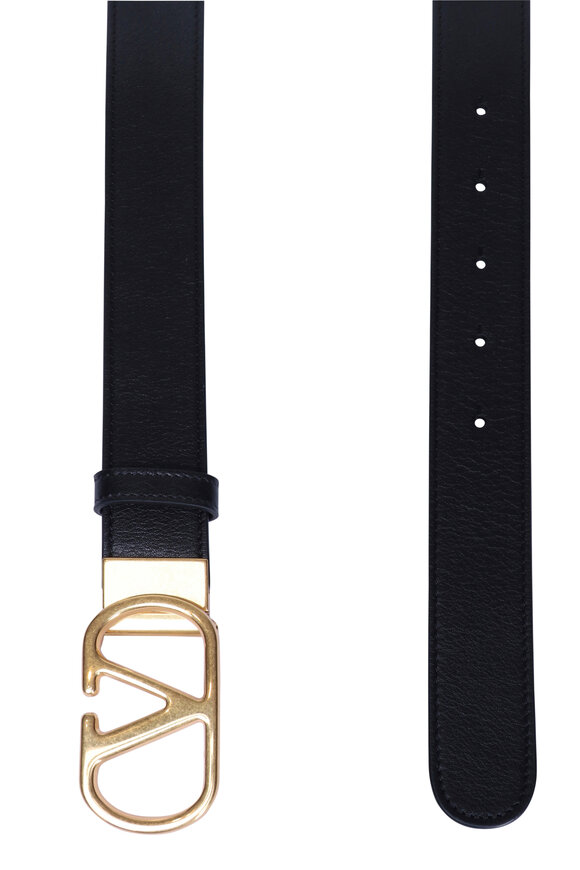 Valentino Garavani VLogo Butter & Black Reversible Belt, 30mm - view 2