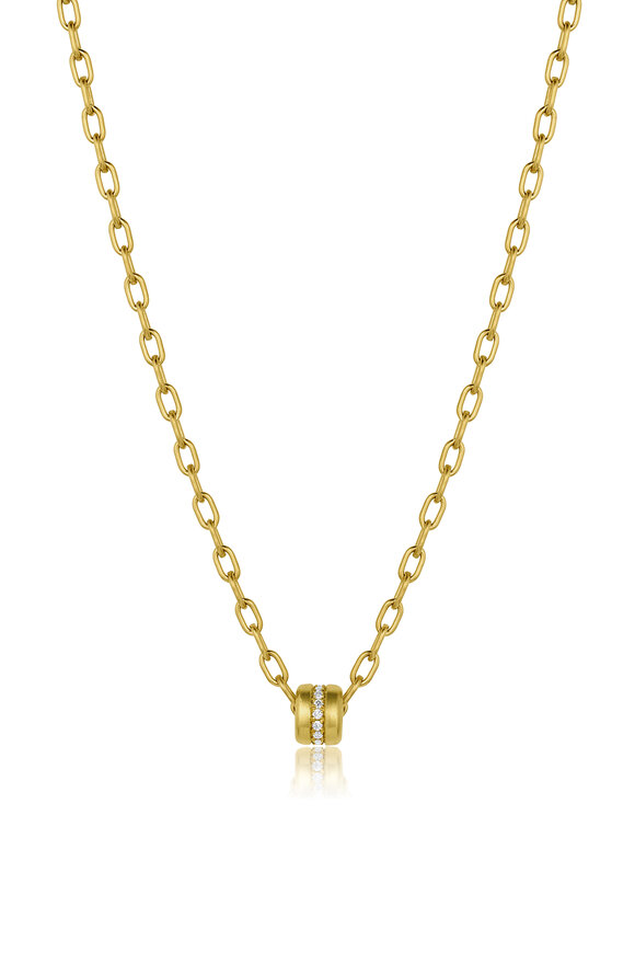 Leigh Maxwell 18k Yellow Gold Amani Barrel Slider Necklace
