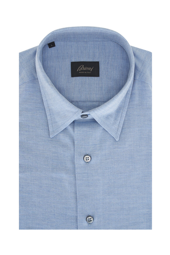 Brioni Blue Cotton & Cashmere Sport Shirt 