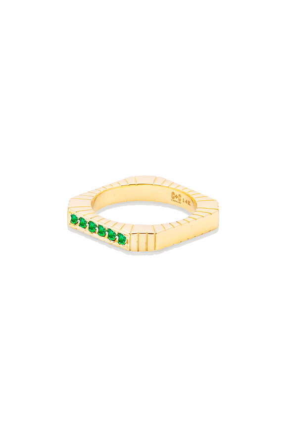 Campbell + Charlotte - Spark Etched Emerald Stacking Band Ring