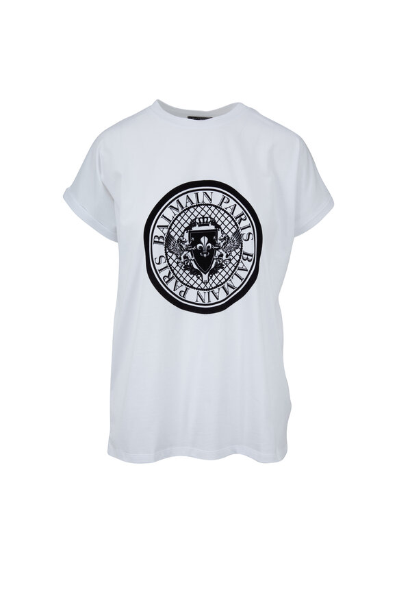 Balmain - White Medallion Graphic T-Shirt