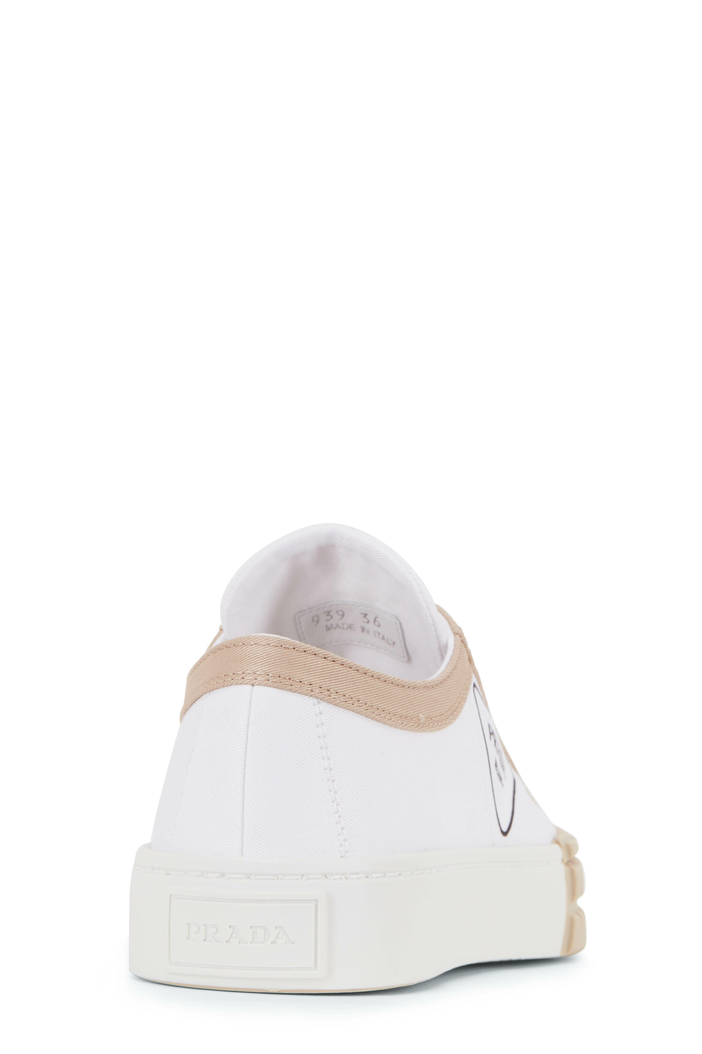 Prada - White & Natural Canvas Lace-Up Sneaker