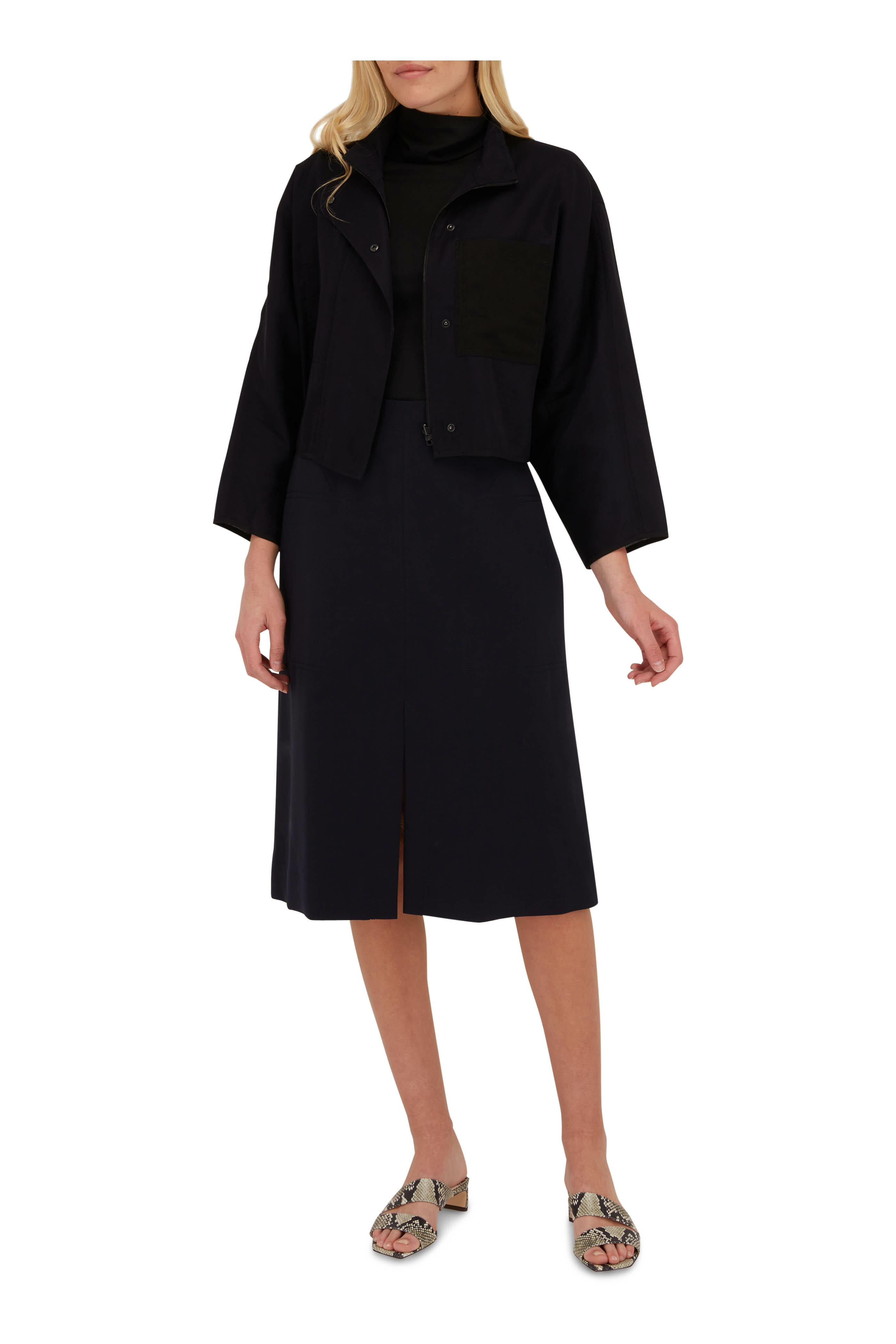 KZ_K Studio - Ise Navy Tech Stretch Crepe Skirt