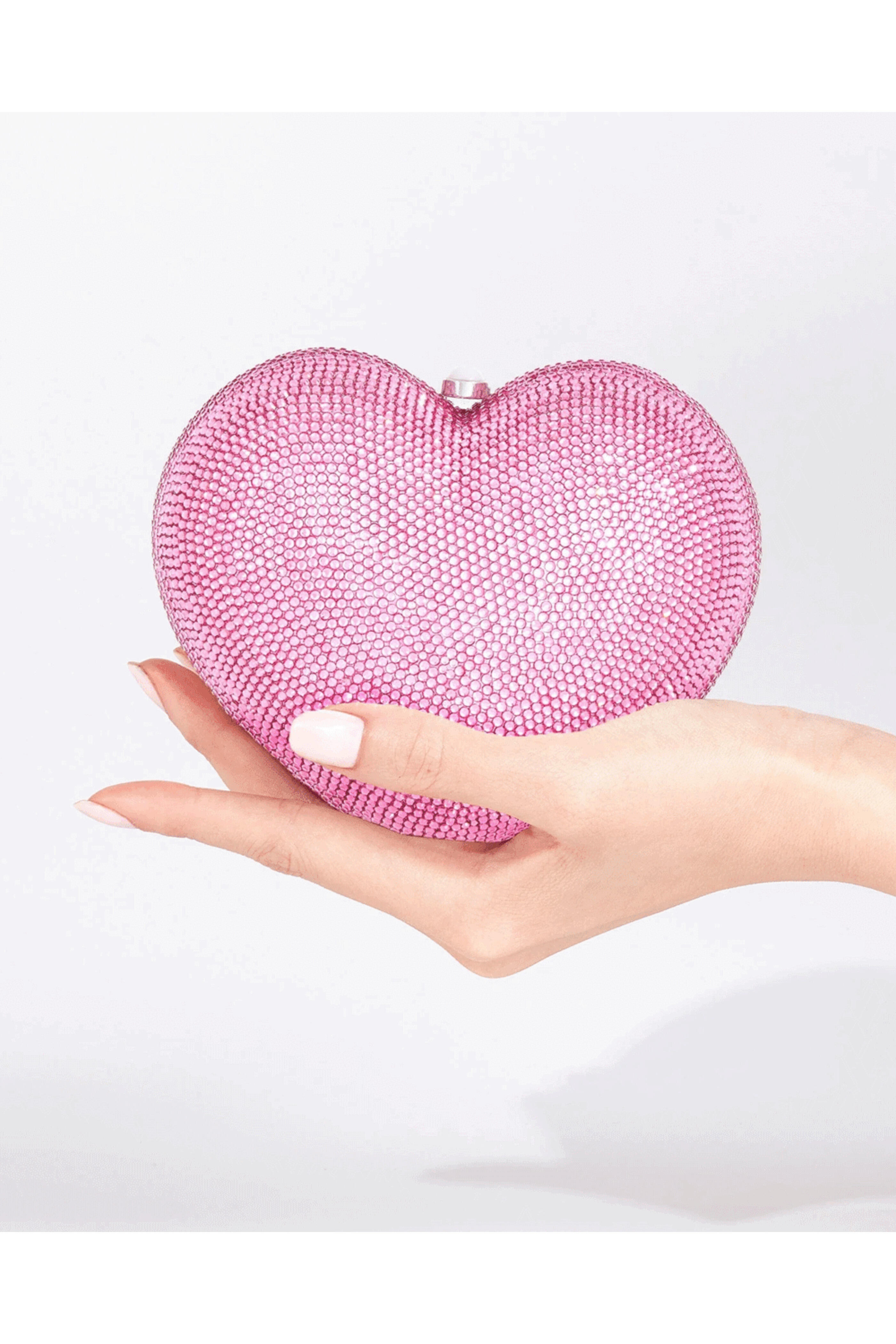 Judith Leiber Couture - L'Amour Petit Coeur Pink Crystal Heart Clutch
