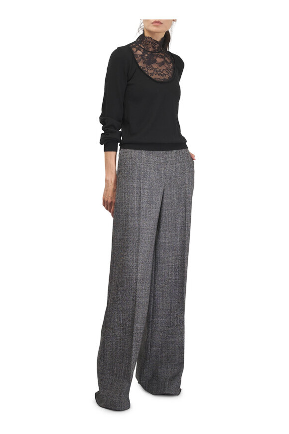 Valentino Gray & Beige Mélange Wool Pant - view 5