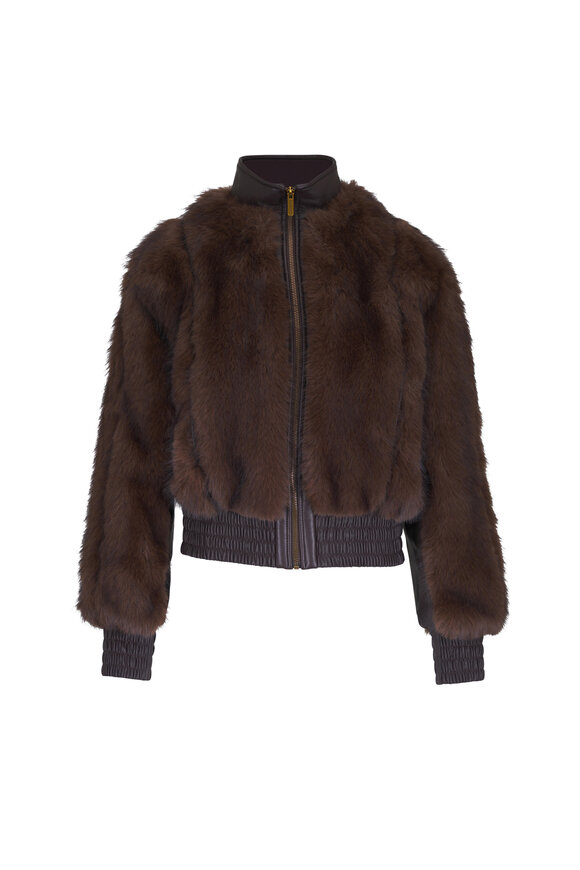 Zimmermann Valiant Brown Faux Fur Bomber Jacket - view 1