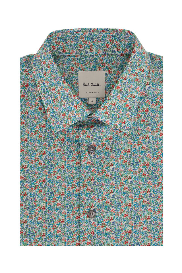 Paul Smith - Blue Liberty Floral Sport Shirt | Mitchell Stores