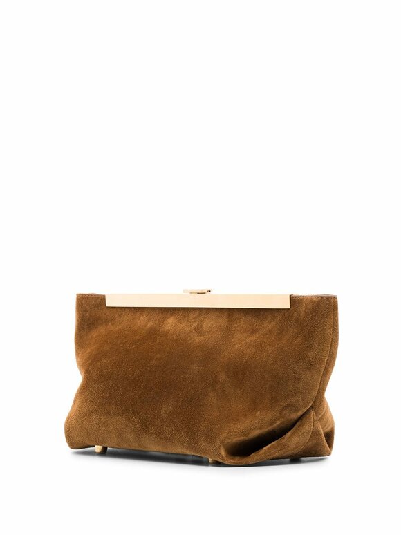 Khaite - Aimee Caramel Suede Envelope Clutch