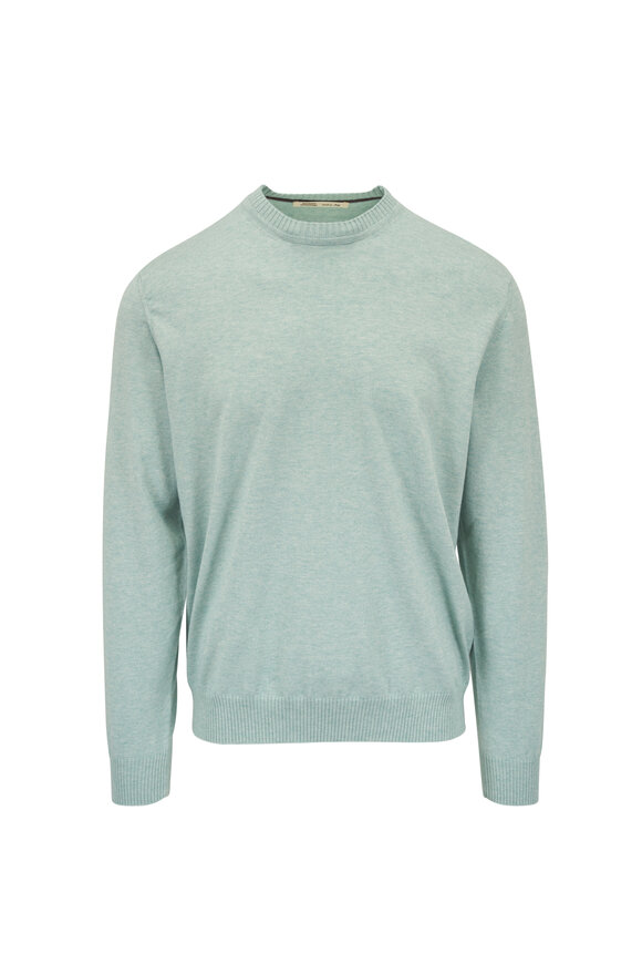 Maurizio Baldassari Green Aloe Cotton & Cashmere Crewneck Sweater