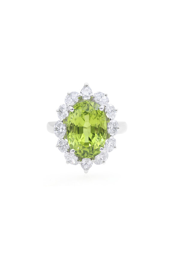 Oscar Heyman Platinum Chrysoberyl & Diamond Entourage Ring  - view 1