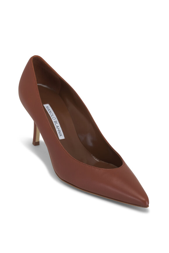 Manolo Blahnik Kietta Medium Brown Leather Stiletto Pump, 70mm