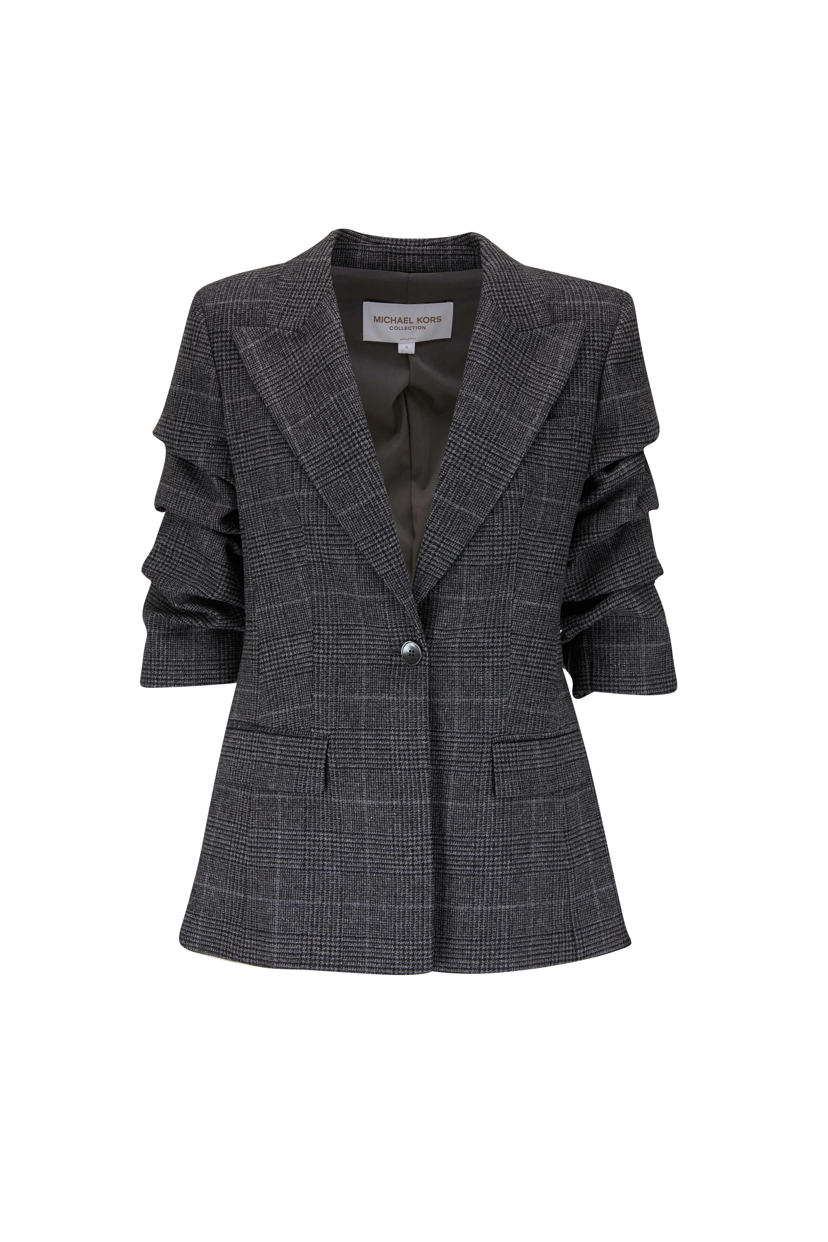 Michael Kors Collection - Banker Gray Melange Glen Plaid Blazer