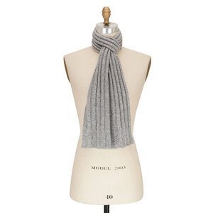 【関税＆送料込み】Brunello Cucinelli Monile Cashmere Scarf Brunello Cucinelli - Light Gray Ribbed Cashmere Scarf