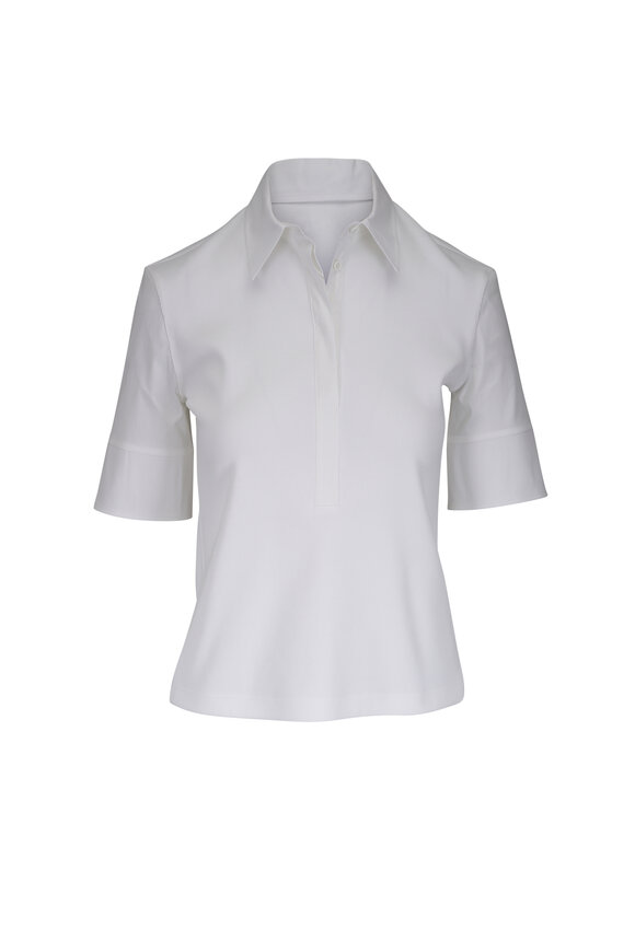 Akris Punto Cream Mixed Media Short Sleeve Polo