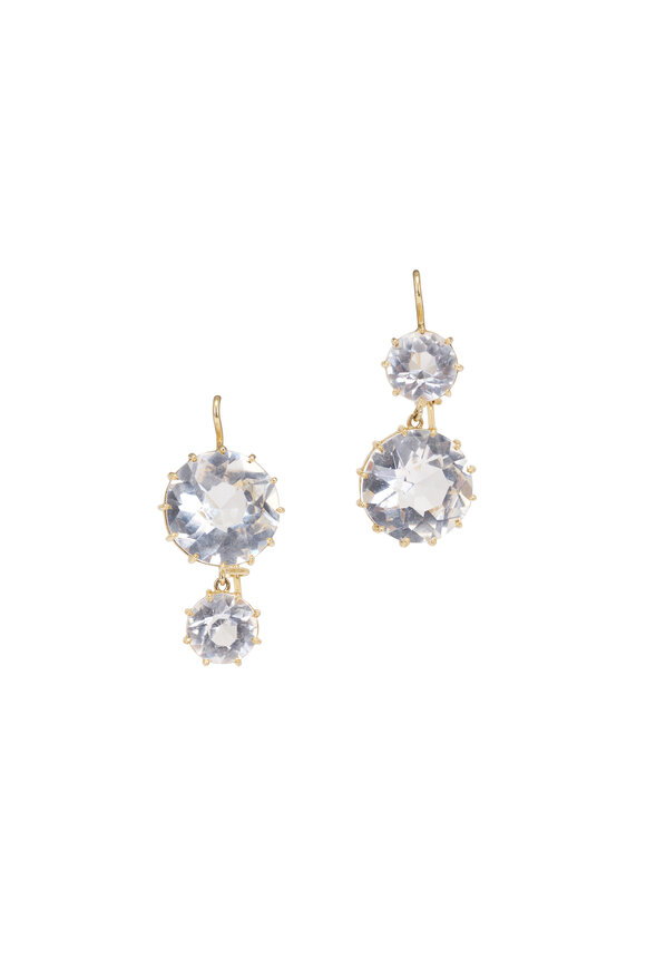 Renee Lewis 18k Yellow Gold Round Rock Quartz Earrings