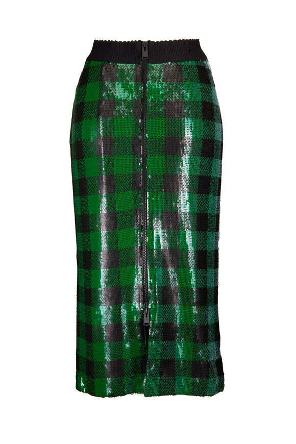 Essentiel Antwerp Green & Black Sequin Pencil Skirt - view 2