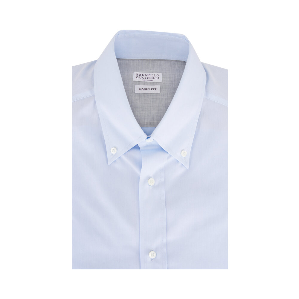 BRUNELLO CUCINELLI /ライトブルーポロシャツ Sサイズ Brunello Cucinelli - Blue Cotton Sport Shirt | Mitchell Stores
