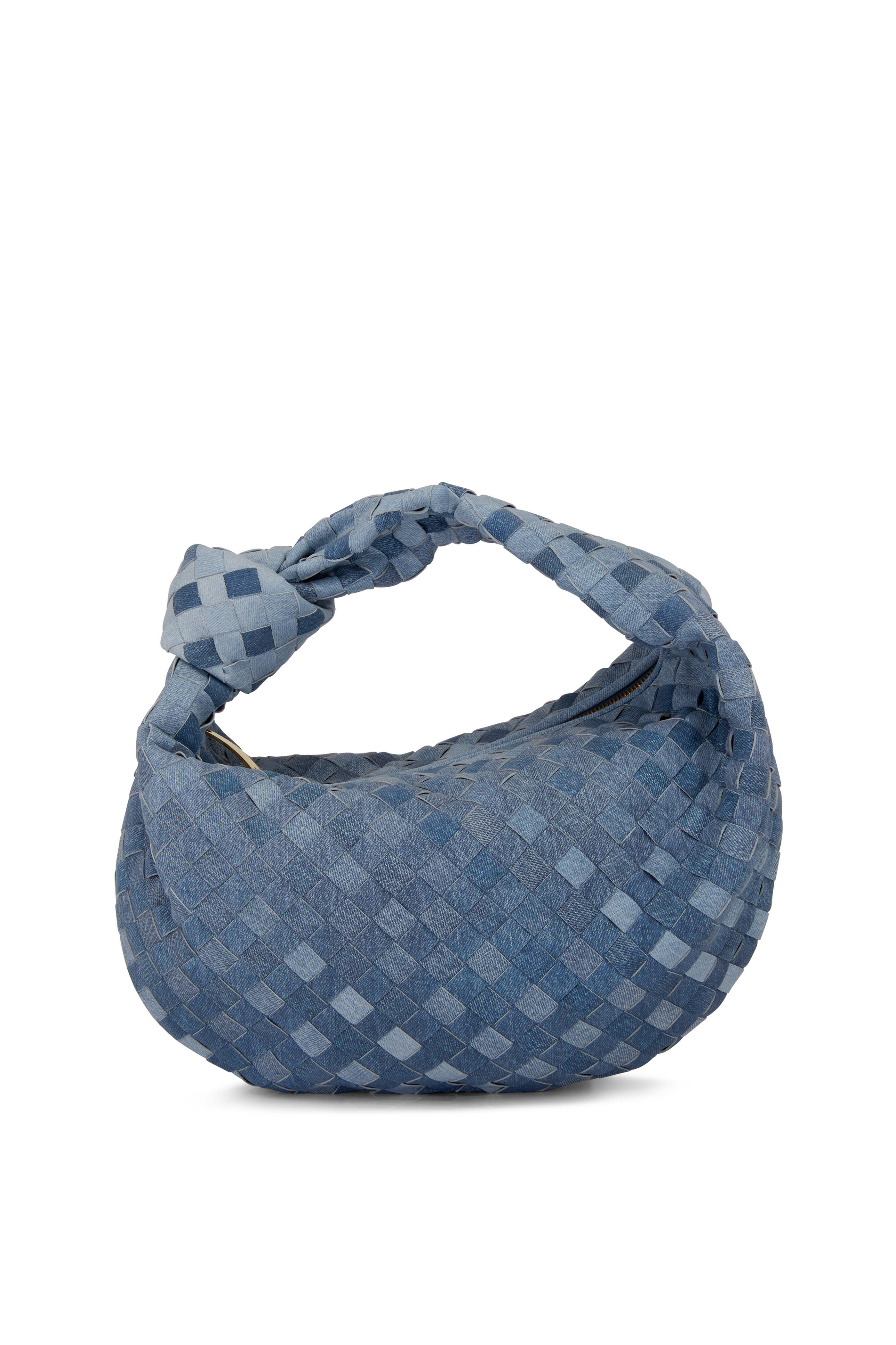 Bottega Veneta Women's Teen Jodie Space Blue Woven Leather Bag | by Mitchell Stores