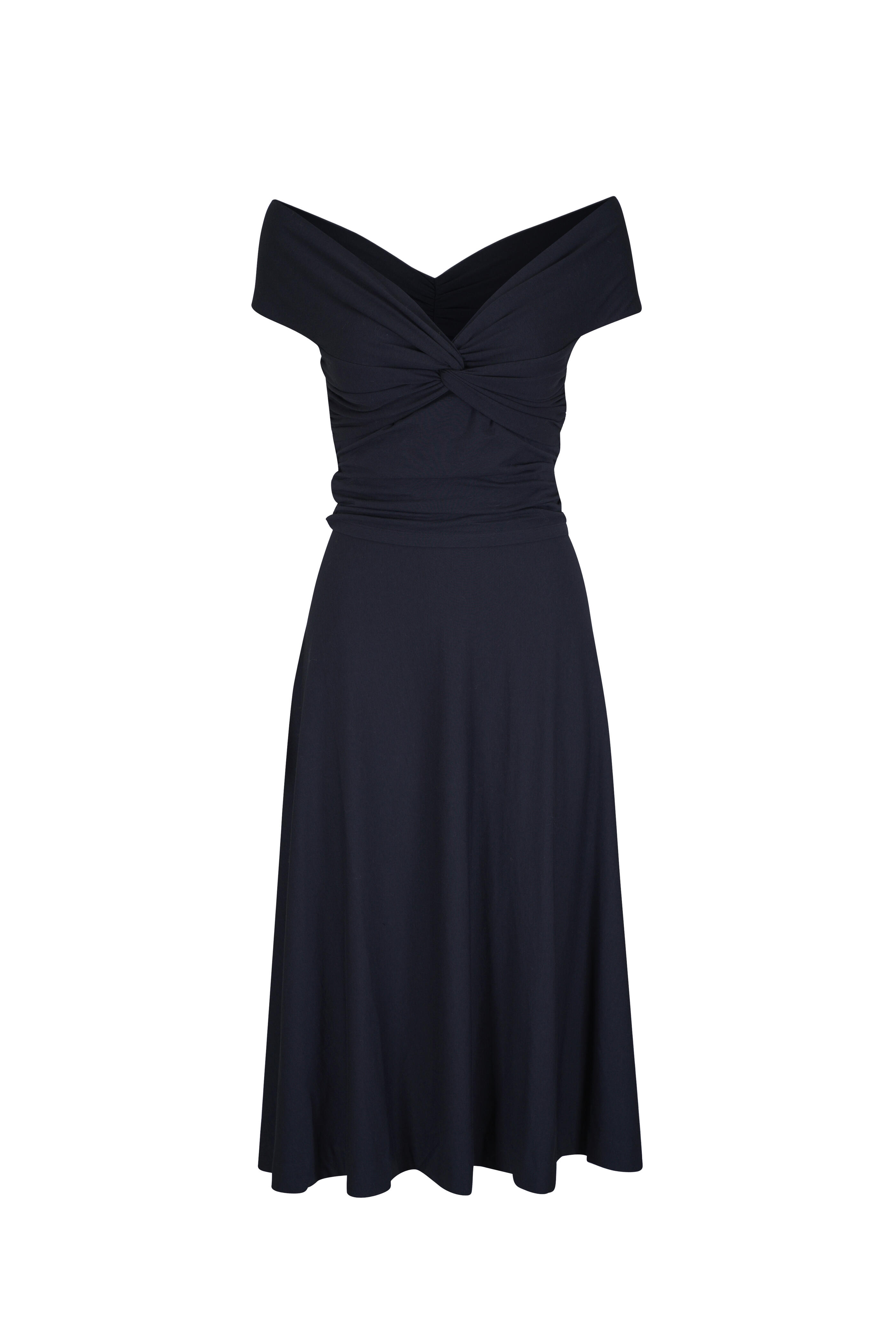 Dorothee Schumacher - Soft Drape Dark Navy Midi Dress