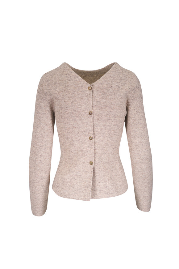 Brunello Cucinelli - Gray Lurex Front Zip Knit Cardigan