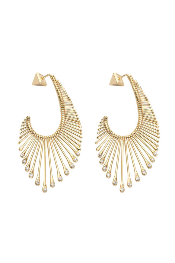 Peruffo 18k Yellow Gold Midi Diamond Pendant Earring - view 1