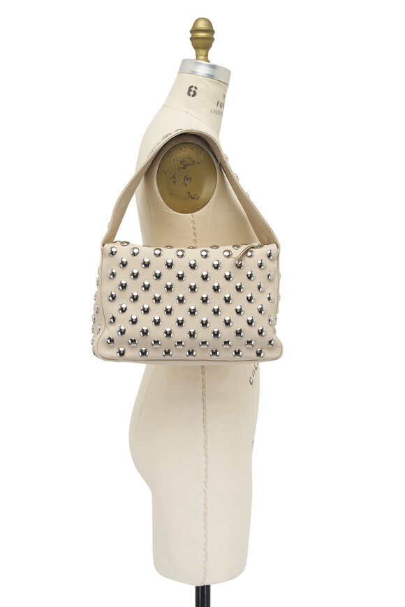 Khaite - Elena Dark Ivory Studded Leather Bag