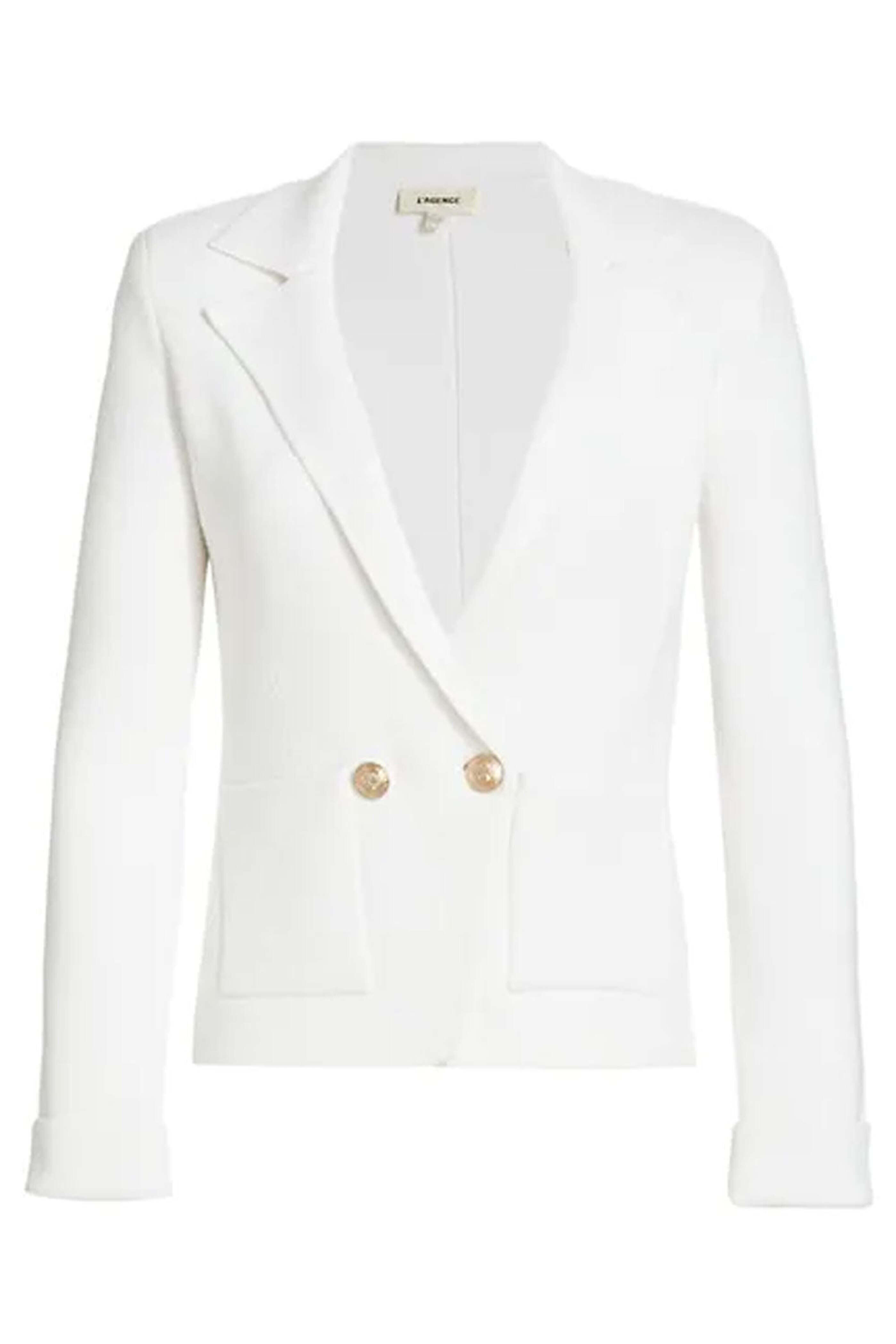 L'Agence - White Sofia Knit Blazer