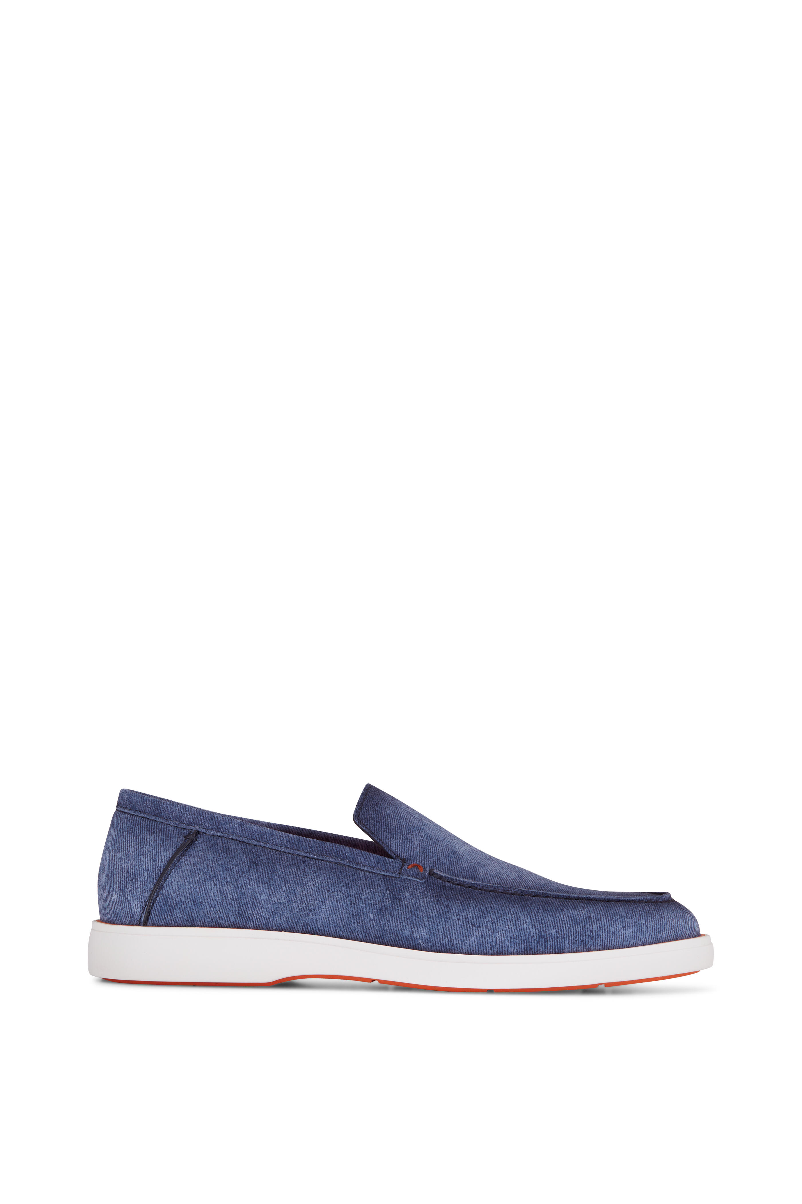 Santoni - Drain Blue Suede Loafer | Mitchell Stores
