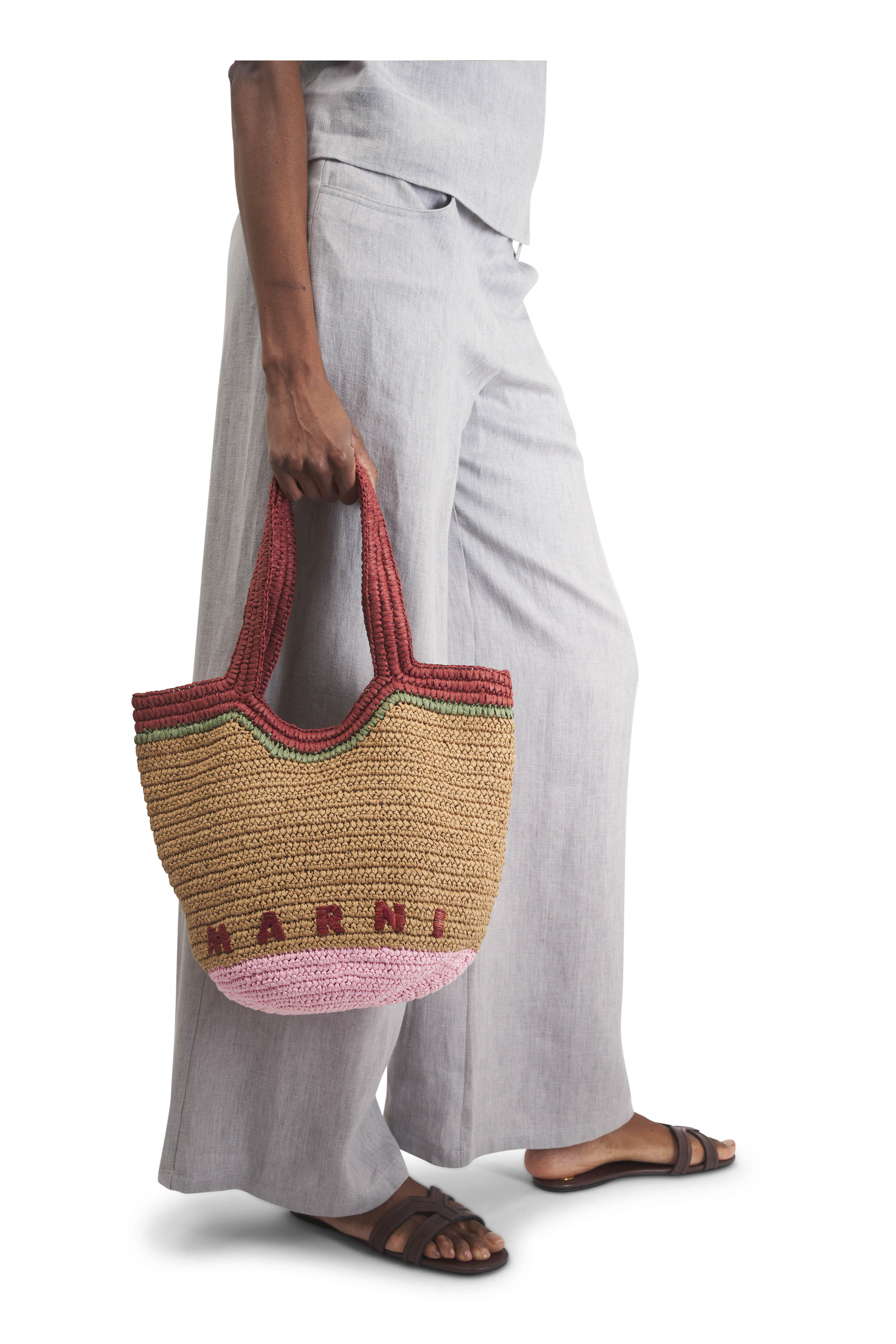 Marni - Seaside Burgundy & Pink Raffia Hobo