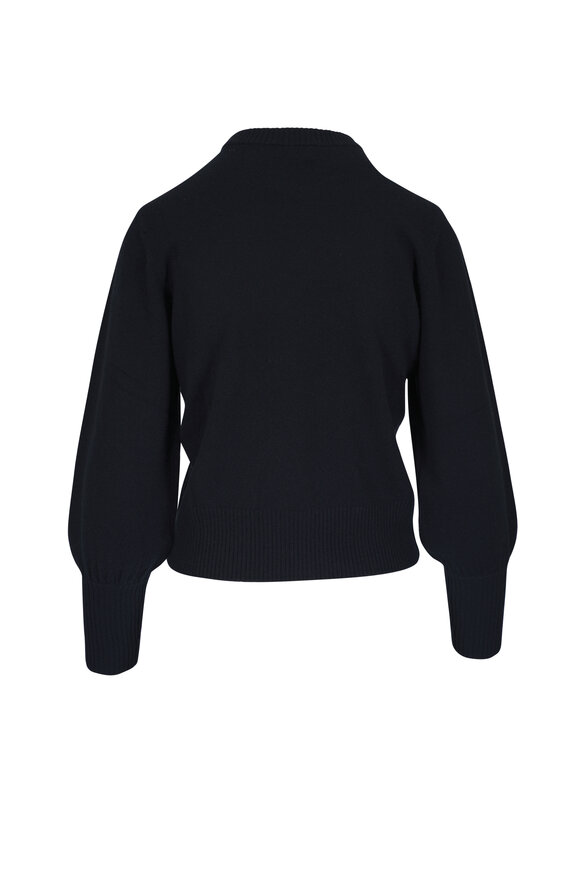 Kinross - Black Cashmere Gathered Shoulder Sweater