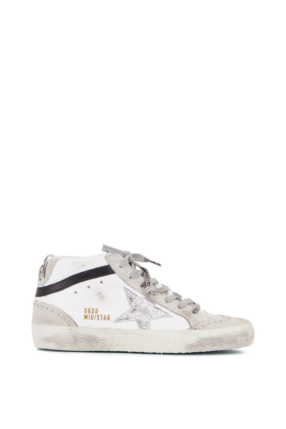 Golden Goose - Midstar White Leather & Silver Star Sneaker