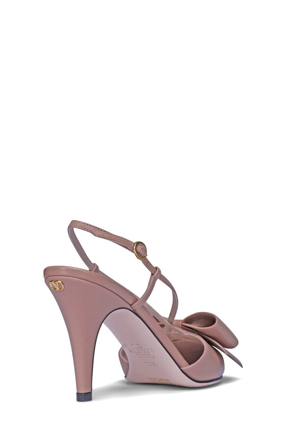 Valentino Garavani Bowbow Rose Cannelle Leather Slingback Pump - view 3