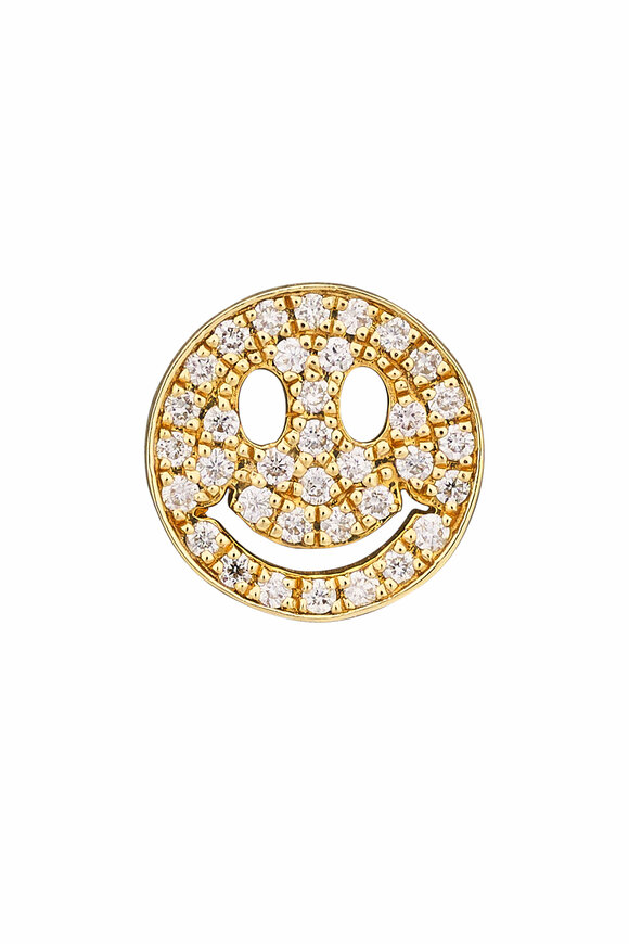 Sydney Evan Pavé Happy Face Single Stud Earring