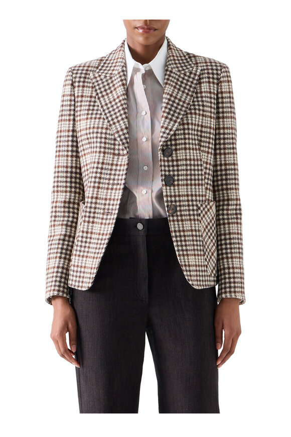 Akris Punto White Winter Plaid Tweed Blazer - view 2