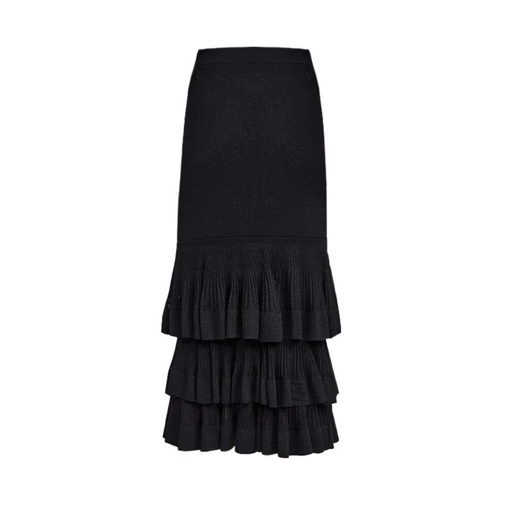 【Zimmermann】MATCHMAKER RUFFLE SKIRT ラッフルニットスカート Zimmermann - Black Story Ruffle Skirt | Mitchell Stores