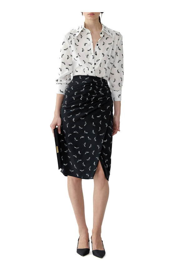 Carolina Herrera Good Girl Black & Ivory Shoe Print Silk Blouse - view 2