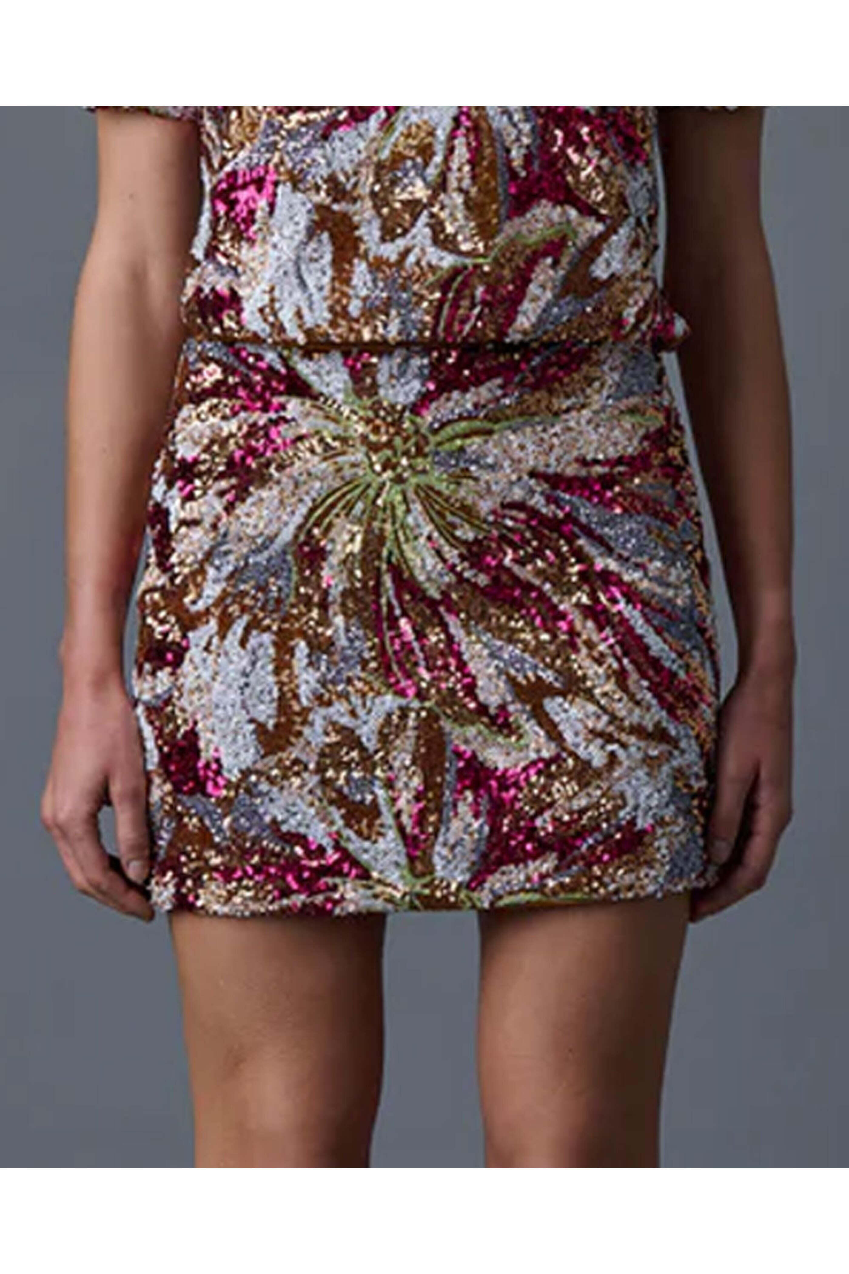 Le Superbe - Abstract Floral Sequin Skirt